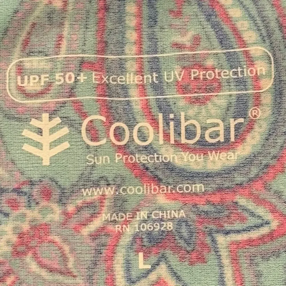 Coolibar Swim Top Y2K Boho Coastal Grandma Beachy UPF 50+ Paisley Blue Large